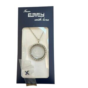 EFFY Silver Round Bezel Rope Trim Large Clear Locket Charm Holder Celebrity